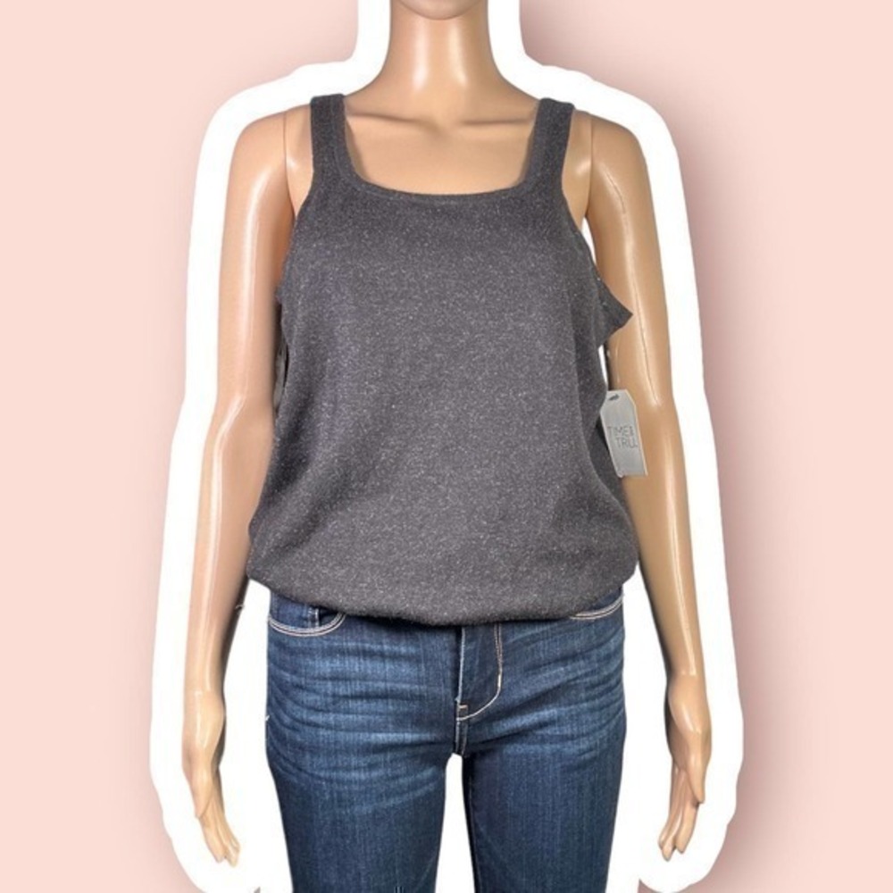 NWT Time and Tru Black Sparkly Sweater Tank Top Size Large (12-14) - "Lina"